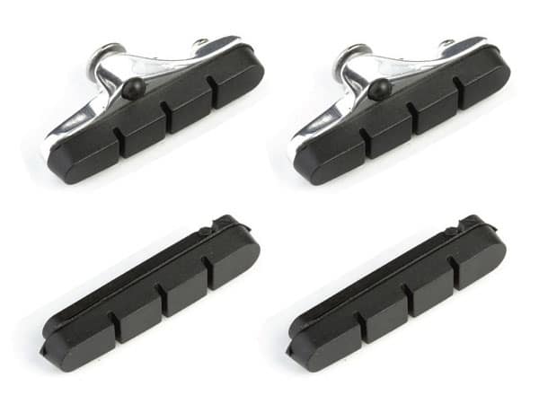 Klocki hamulcowe V-brake CLARKS CP240 ROAD, Dla Shimano/Campagnolo, 52mm, Obudowa aluminiowa, Warunki Suche, Szosa, Czarne + 2x dodatkowe wkładki (NEW)