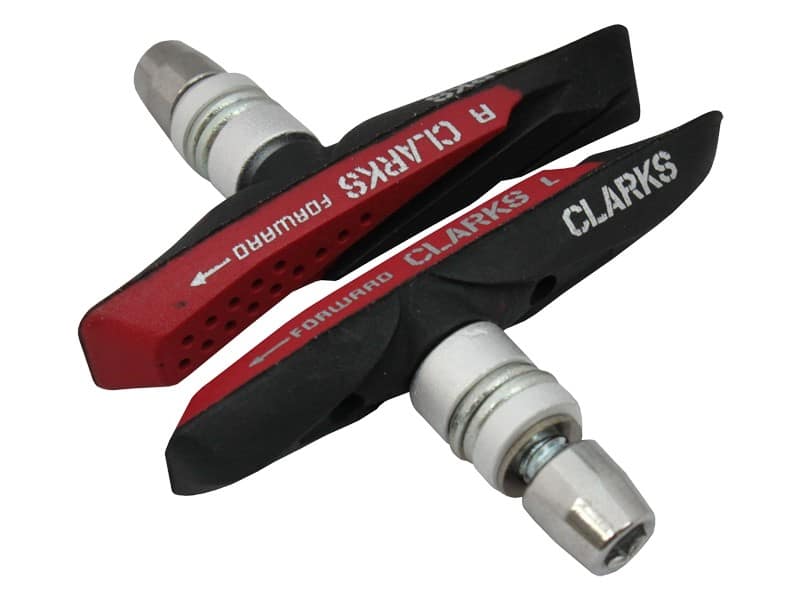 Klocki hamulcowe V-brake CLARKS CPS958 INTEGRATED PADS MTB/HYBRID ELITE, 72mm, Warunki Suche i Mokre, V-brake, Mtb, Czerwono-czarne (NEW)