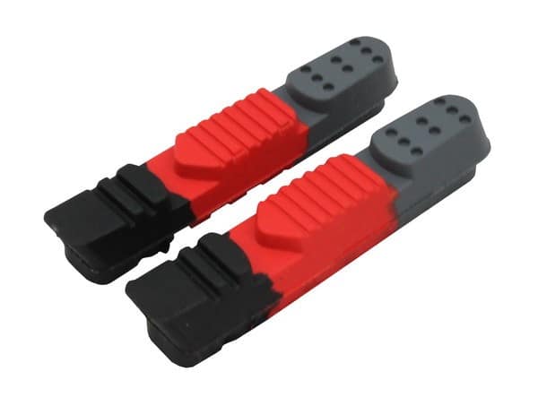 Wkładki klocków hamulcowych V-brake CLARKS CPS220 ELITE ROAD INSERTS, Dla Shimano/Sram/Tektro/Campagnolo, 55mm, Warunki Suche i Mokre, Szosa, Czarno-czerwono-szare (NEW)