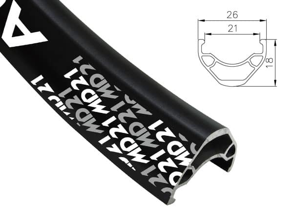 Obręcz mtb/trekking ALEXRIMS MD21, H. tarczowy, Stożek 18mm, 29" 622-21, 32 otwory, Kapslowana, Czarna, Waga 500g (NEW)