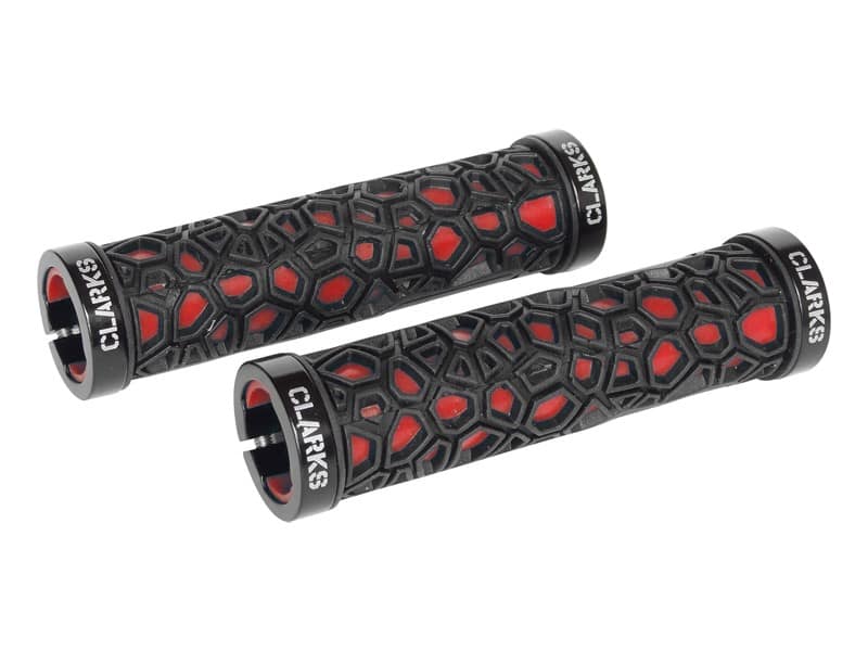 Chwyty kierownicy CLARKS CLO-208, Double Lock-On 130mm, Czarno-czerwone (DWZ)
