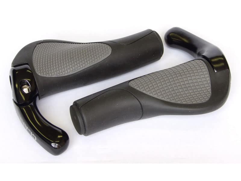 Chwyty kierownicy CLARKS CE-311, Ergonomiczne 130mm, Odpinane rogi, 2x Pierścień blokujący Lock-On, Czarno-szare (NEW)