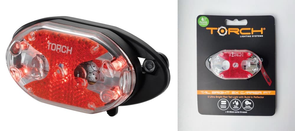 Lampka tylna TORCH TAIL BRIGHT 5X CARRIER FIT czarna (WYPRZEDAŻ -60%)