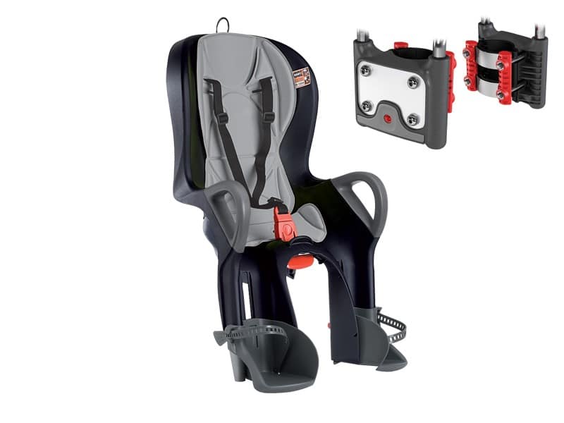 Fotelik dziecięcy OKBABY 10+ (regulowane pochylenie, 27,5”-29” pręt 114 stopni ZN+H70 + zapięcie) czarny/ciemnoszary (NEW)