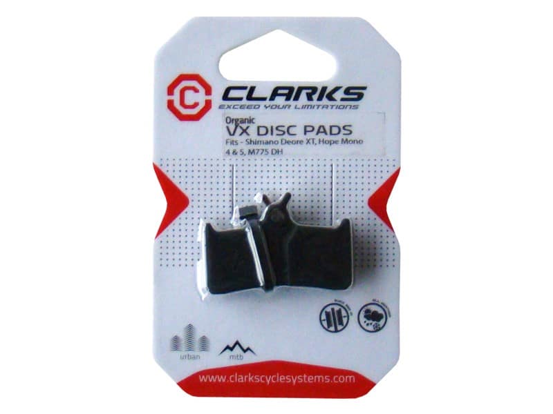 CLARKS VX801 dervinės diskinių stabdžių kaladėlės, skirtos SHIMANO/HOPE/SRAM (Shimano Deore XT, XT M755, XT M756, XT M775, Deore/Hope Mono 4 & 5/Sram 9.0) 20 porų dėžutė