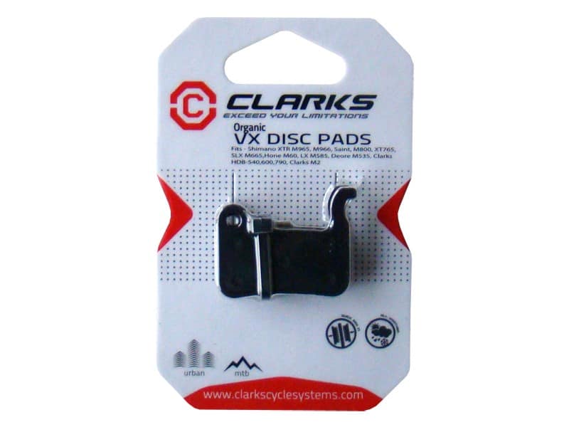 CLARKS VX824 dervinės diskinių stabdžių kaladėlės, skirtos SHIMANO/CLARKS/ELEGLIDE (Shimano XTR, M965-M966, Saint M800 XT, 765SLX, M665, Hone M60, LXM585, Deore M535, HDB-540, 600, 790, M585, M965/966/CLARKS - HDB540, HDB600, HDB790, CMD-24) 20 porų dėžutė