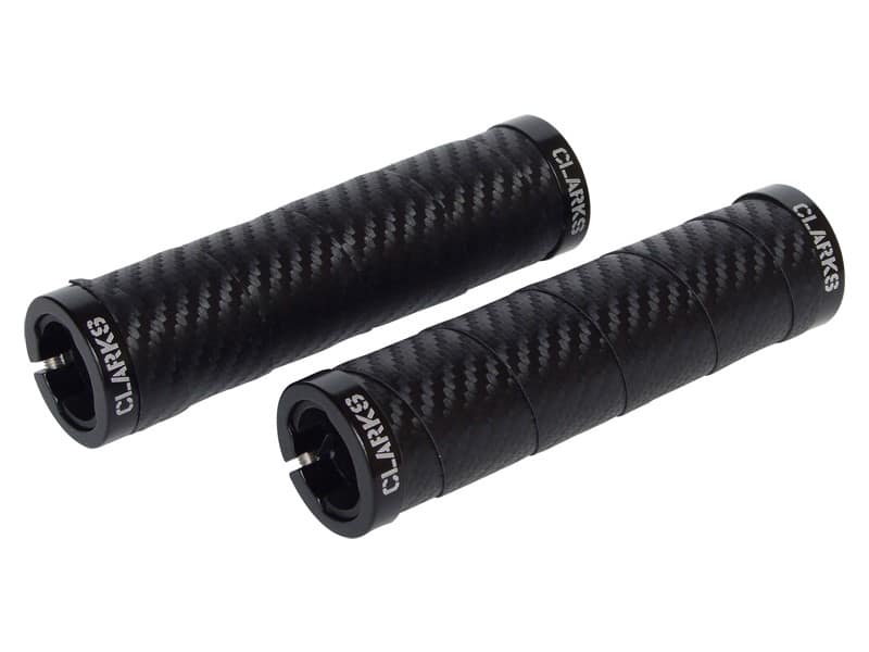 Chwyty kierownicy CLARKS CLO-215, Double Lock-On 130mm,  Czarny carbon z owijką szosową (DWZ)