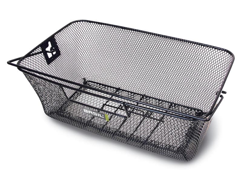 Kosz tylny na bagażnik BASIL CONCORD + haczyki mocujące Bottom hooks, stalowy czarny (WYPRZEDAŻ -50%)