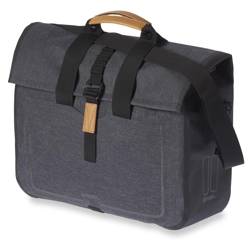 Sakwa pojedyncza BASIL URBAN DRY BUSINESS BAG 20L, Hook On System, 100% wodoodporna charcoal melee (NEW)