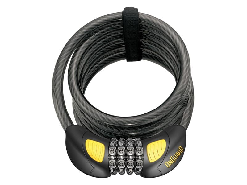 Zapięcie rowerowe ONGUARD DOBERMAN 8031GLO LINKA SPIRALNA + SZYFR, Wymiary: 185cm x 12mm, Szyfr z mikropodświetleniem (NEW)
