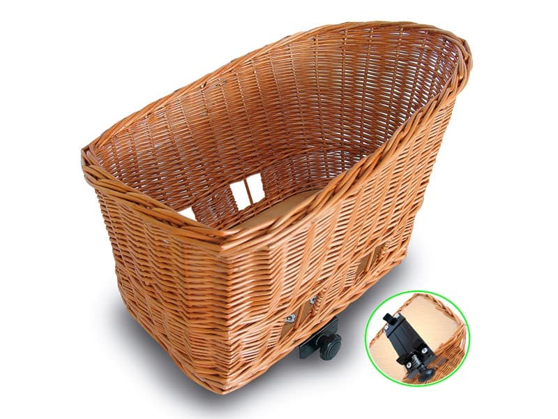 Kosz tylny na bagażnik BASIL PASJA REAR BASKET SENNA SYSTEM + CUSHION dla zwierząt 50cm, SENNA System, poduszka, wiklinowy natural (NEW)