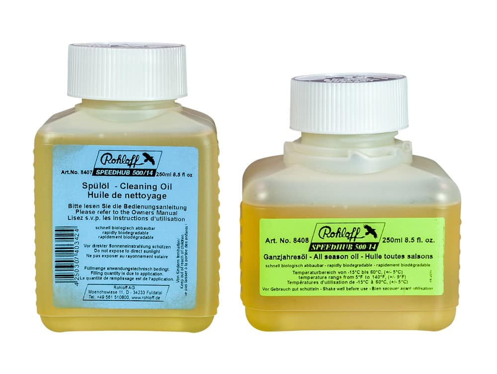 Zestaw olejów piasty na 10x wymian ROHLOFF OIL OF SPEEDHUB 500/14 - 250ML CAN SET FOR 10x OIL CHANGES (Olej czyszczący 250ml + Olej całoroczny 125ml/ 10 Wymian) (NEW)