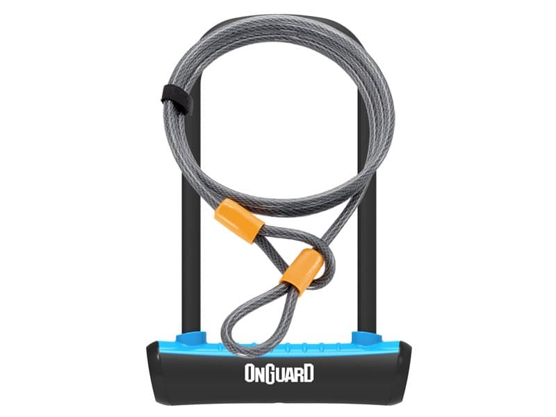 Zapięcie rowerowe ONGUARD NEON 8154BU U-LOCK + LINKA - ⌀ 11mm, Wymiary: 115mm x 230mm - uchwyt + 2x Klucze + LINKA 10mm x 120cm Niebieskie (NEW)