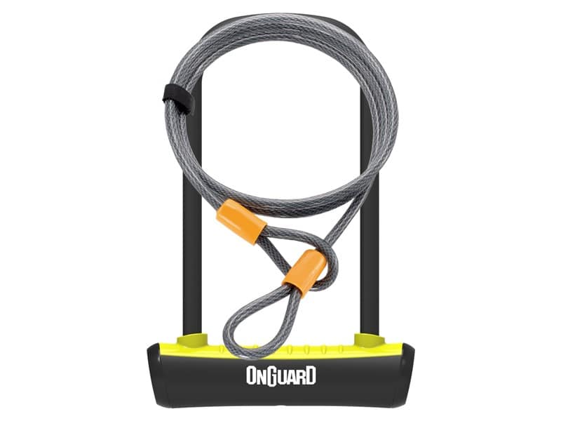 Zapięcie rowerowe ONGUARD NEON 8154YL U-LOCK + LINKA - ⌀ 11mm, Wymiary: 115mm x 230mm - uchwyt + 2x Klucze + LINKA 10mm x 120cm Żółte (NEW)