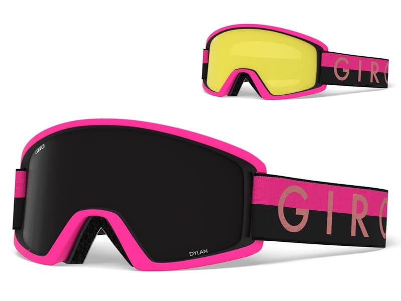 Gogle zimowe GIRO DYLAN BLACK PINK THROWBACK (Cylindryczne) (Szyba lustrzana kolorowa ULTRA BLACK 13% S3 + Szyba kolorowa YELLOW 86% S0) (NEW 2023/2024).