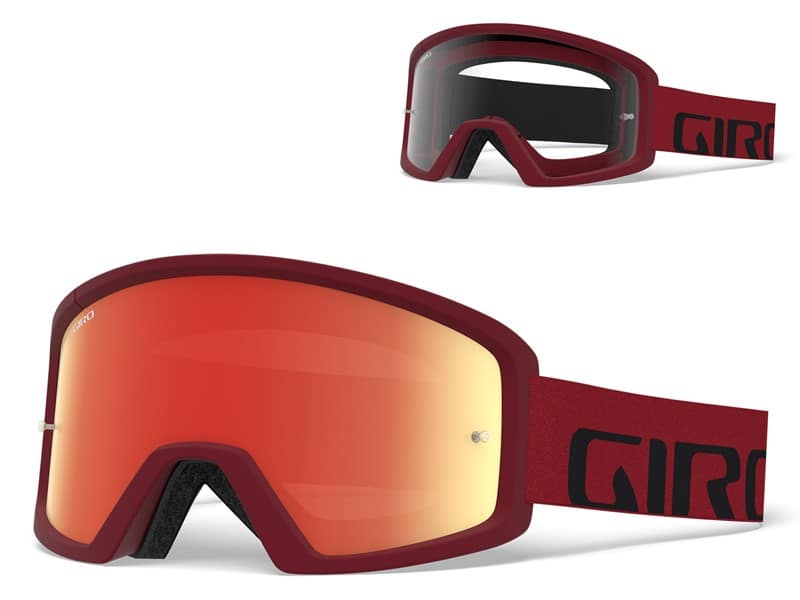 Gogle GIRO TAZZ MTB red black (Szyba kolorowa AMBER xx% S3 + Szyba Przeźroczysta 99% S0) mocowanie pod zrywki (DWZ) (WYPRZEDAŻ -50%)