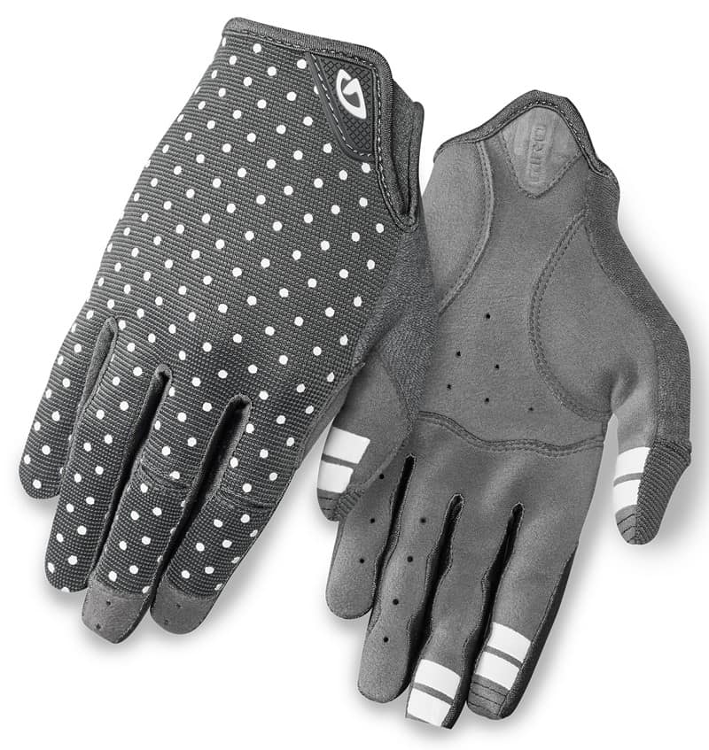 Moteriškos pilnų pirštų pirštinės GIRO LA DND dark shadow white dots, dydis XL (delno apimtis 205-210 mm / delno ilgis 196-205 mm)