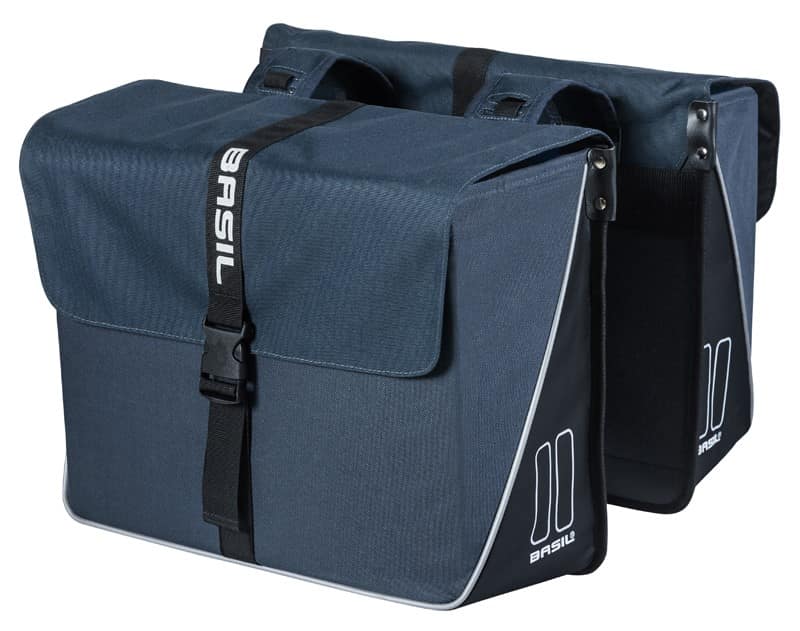 Sakwa podwójna BASIL FORTE DOUBLE PANNIER BAG 35L, Universal Bridge System, wodoodporna poliester, navy blue black (NEW)