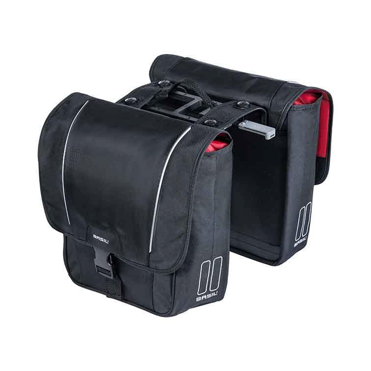 Sakwa podwójna BASIL SPORT DESIGN DOUBLE PANNIER BAG MIK 32L, MIK System (ready to go), czarna (WYPRZEDAŻ -50%)