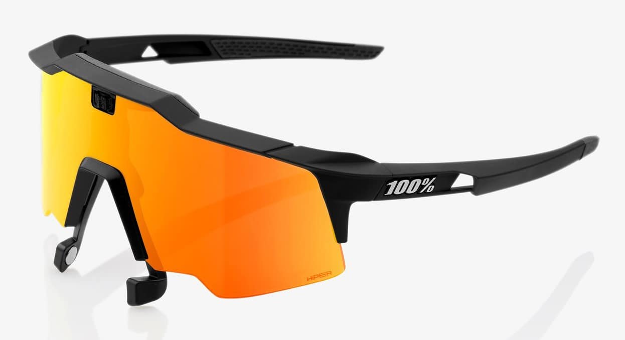 Okulary 100% SPEEDCRAFT AIR Soft Tact Black - HiPER Red Multilayer Mirror Lens (Szkła Czerwone Lustrzane Wielowarstwowe LT 21% + Szkła Przeźroczyste LT 93%) (WYPRZEDAŻ -45%)