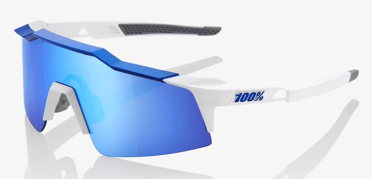 Okulary 100% SPEEDCRAFT SL Matte White/Metallic Blue - HiPER Blue Multilayer Mirror Lens (Szkła Niebieskie Lustrzane Wielowarstwowe, LT 15% + Szkła Przeźroczyste, LT 93%) (WYPRZEDAŻ -45%)