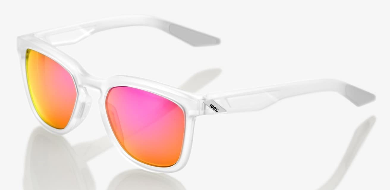 Okulary 100% HUDSON Matte Translucent Crystal Clear - Purple Multilayer Mirror Lens (Szkła Fioletowe Lustrzane Wielowarstwowe, LT 24%) (WYPRZEDAŻ -45%)