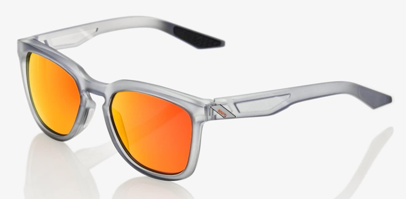 Okulary 100% HUDSON Soft Tact Translucent Crystal Grey - HiPER Red Multilayer Mirror Lens (Szkła Czerwone Lustrzane Wielowarstwowe, LT 21%) (WYPRZEDAŻ -45%)