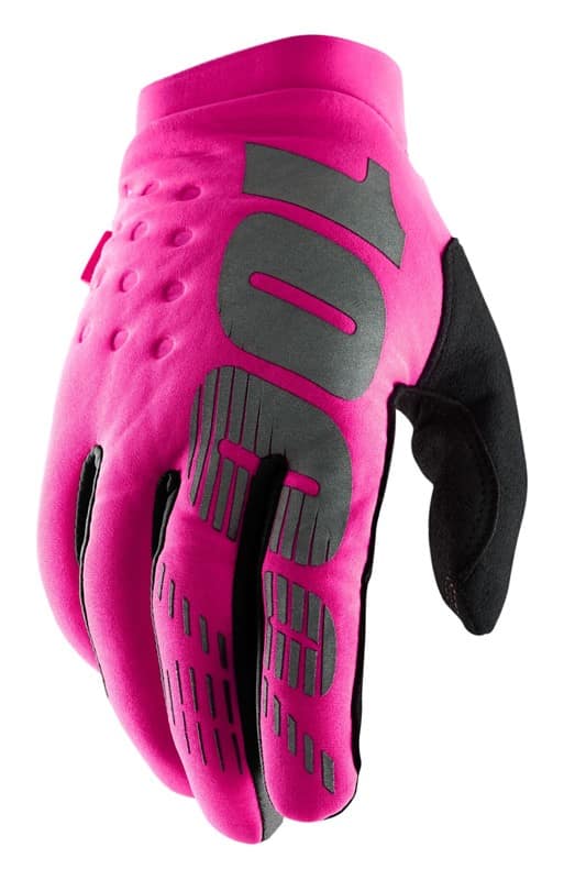 Moteriškos pilnų pirštų pirštinės 100% BRISKER Glove neon pink black, dydis L (delno ilgis 181-187 mm)
