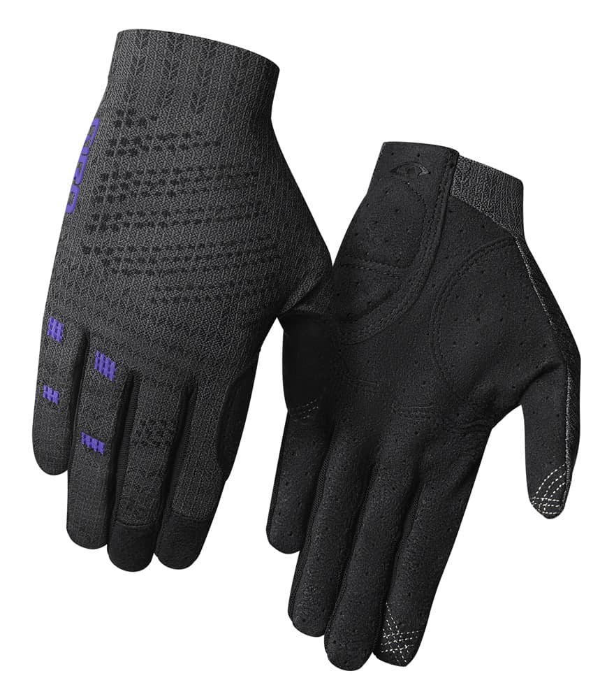 Moteriškos pilnų pirštų pirštinės GIRO XNETIC TRAIL W titanium electric purple, dydis L (delno apimtis 190-204 mm / delno ilgis 185-195 mm)