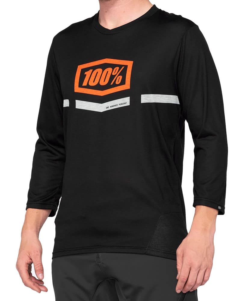 Koszulka męska 100% AIRMATIC 3/4 Sleeve black orange roz. M (WYPRZEDAŻ -50%)