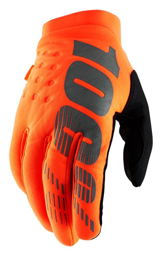 Pilnų pirštų pirštinės 100% BRISKER Glove fluo orange black, dydis S (delno ilgis 181-187 mm)