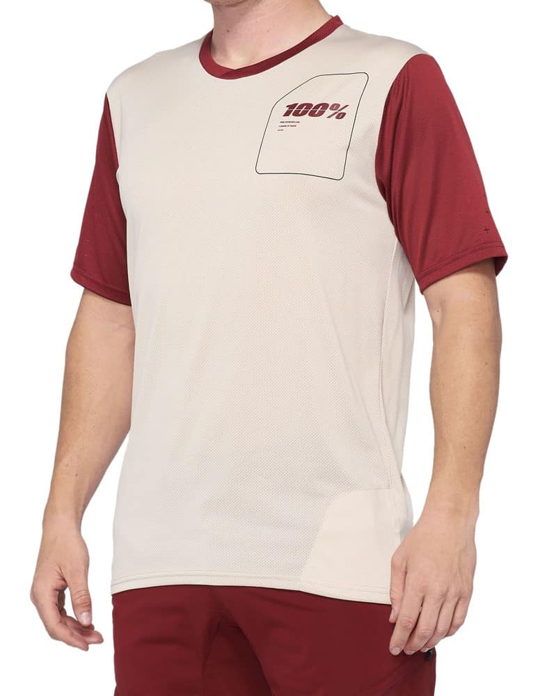 Vyriški dviratininko marškinėliai 100% RIDECAMP trumpomis rankovėmis akmens pilkumo / plytų raudonumo, dyd. S