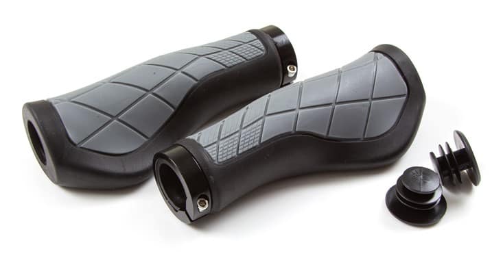 Chwyty kierownicy CLARKS CE-315, Ergonomiczne 135mm, Pierścień blokujący Lock-On, Czarno-szare (NEW)