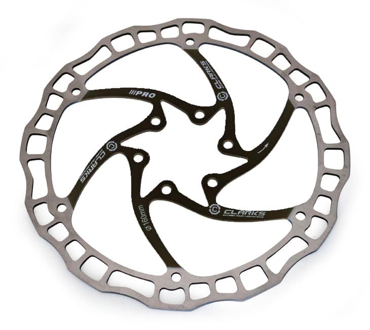Tarcza hamulcowa e-bike CLARKS CD-08 180mm, Mocowanie IS (6 śrub), Grubość 2,3mm, Srebrno-czarna (NEW)