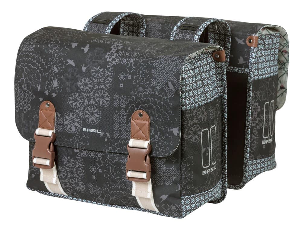 Sakwa podwójna BASIL BOHEME DOUBLE PANNIER BAG 35L Universal Bridge System, wodoodporna charcoal (WYPRZEDAŻ -50%)