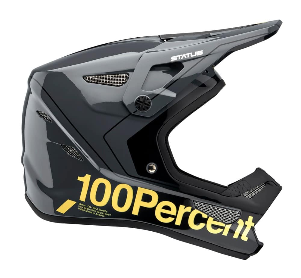 Vaikiškas visą veidą dengiantis šalmas 100% STATUS DH/BMX Carby Charcoal, dyd. S (47–48 cm)
