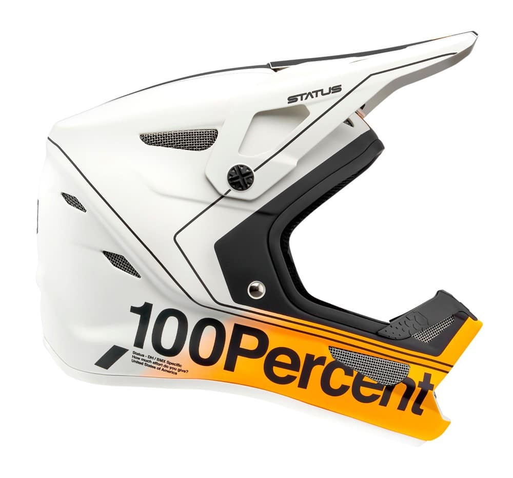 Vaikiškas visą veidą dengiantis šalmas 100% STATUS DH/BMX Carby Silver, dyd. S (47–48 cm)