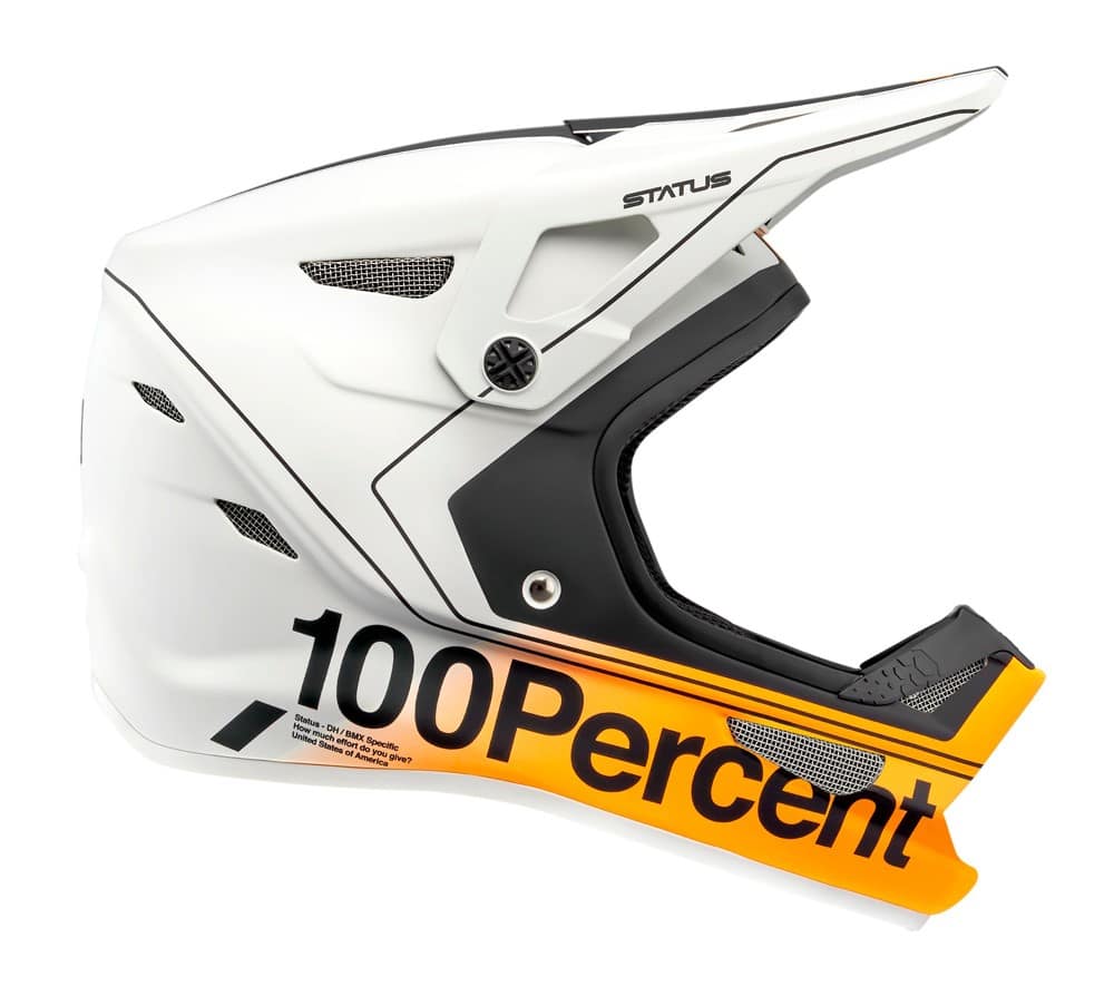 Visą veidą dengiantis šalmas 100% STATUS DH/BMX Carby Silver, dyd. XL (61–62 cm)