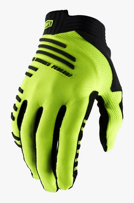 Pilnų pirštų pirštinės 100% R-CORE Glove fluo yellow, dydis L (delno ilgis 193-200 mm)