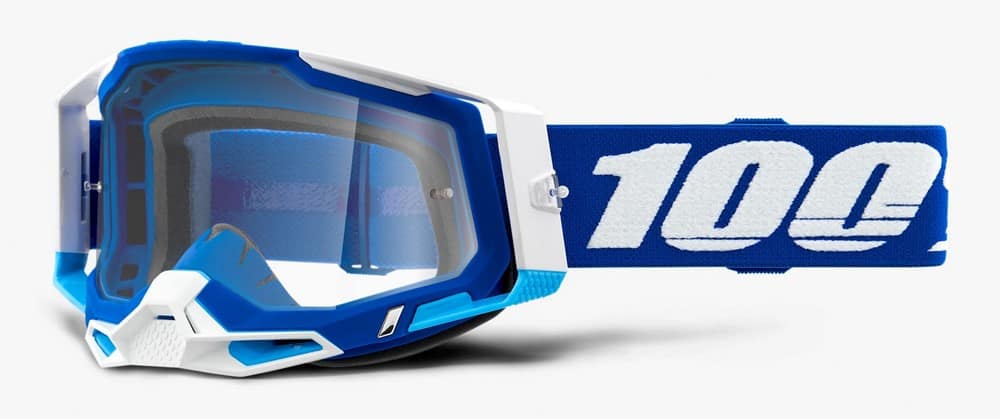 Gogle 100% RACECRAFT 2 BLUE (Szyba Przezroczysta Anti-Fog, LT 88%-92% + 10 Zrywek) (WYPRZEDAŻ -50%)