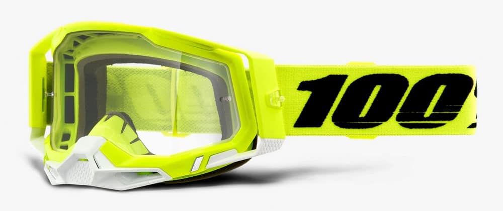 Gogle 100% RACECRAFT 2 YELLOW (Szyba Przezroczysta Anti-Fog, LT 88%-92% + 10 Zrywek) (WYPRZEDAŻ -50%)