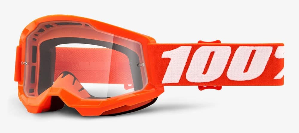 Gogle 100% STRATA 2 JUNIOR ORANGE (Szyba Przezroczysta Anti-Fog, LT 88%-92%) (WYPRZEDAŻ -50%)