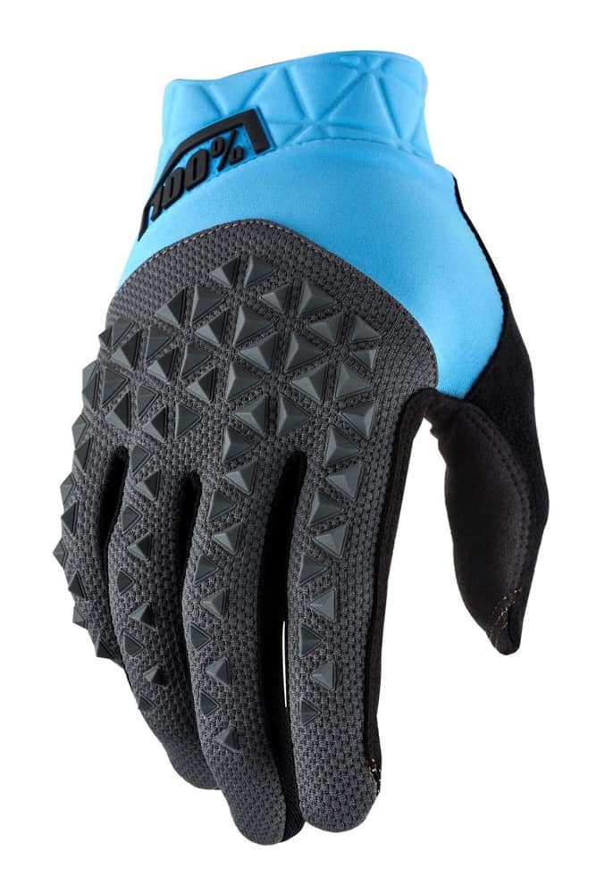 Pilnų pirštų pirštinės 100% GEOMATIC Glove cyan charcoal, dydis S (delno ilgis 181-187 mm)