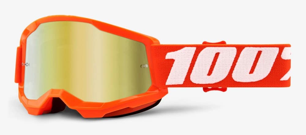 Gogle 100% STRATA 2 JUNIOR ORANGE (Szyba Złota Lustrzana Anti-Fog, LT 28%+/-5%) (WYPRZEDAŻ -50%)