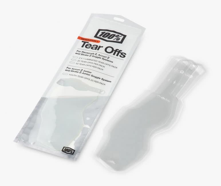Zrywki do gogli 100% RACECRAFT2/ACCURI2/STRATA2 Standardowe 20szt (WYPRZEDAŻ -50%)