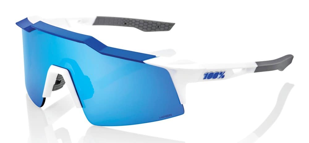 Okulary 100% SPEEDCRAFT SL Matte White/Metallic Blue - HiPER Blue Multilayer Mirror Lens (Szkła Niebieskie Lustrzane Wielowarstwowe LT 15% + Szkła Przeźroczyste LT 93%) (WYPRZEDAŻ -45%)