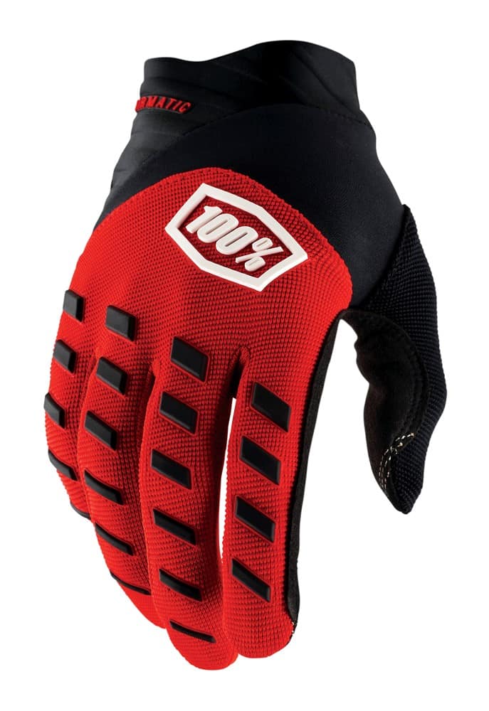 Pilnų pirštų pirštinės 100% AIRMATIC Glove red black, dydis L (delno ilgis 193-200 mm)