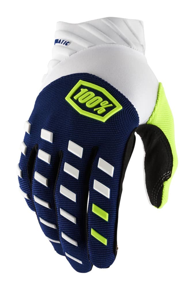 Pilnų pirštų pirštinės 100% AIRMATIC Glove navy white, dydis XL (delno ilgis 200-209 mm)