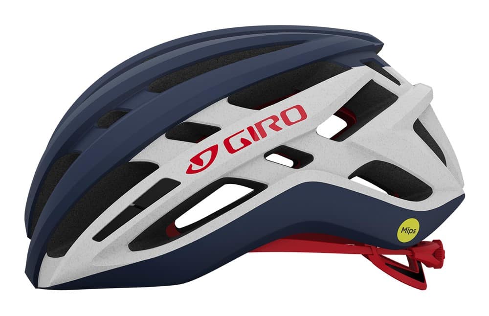 Plento šalmas GIRO AGILIS, matinis vidurnakčio mėlynas, baltas ir raudonas, dydis L (59-63 cm)