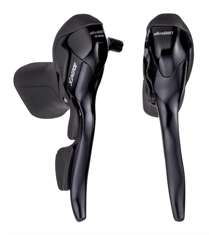 Klamkomanetki MICROSHIFT ADVENT X, Para, 10.rzędowe, Dual Control, Lewa Klamka Tylko z Dźwignią Hamulca, Niekompatybilne z Shimano, Czarne (NEW)